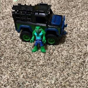 Monster Truck and Action Figure Set - Green and Blue
